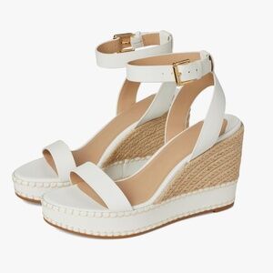 Lauren Ralph Lauren "Hilarie" White Calfskin Espadrille Sandals Size: 9B